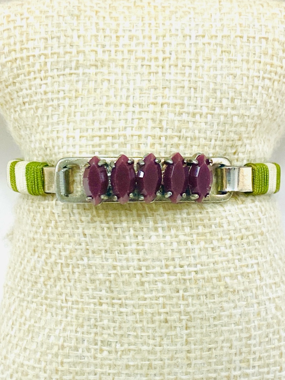 J. Crew Green, White and Purple Stone Accent Wrapped Bracelet - Picture 3 of 5